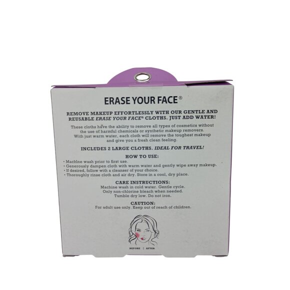 Erase Your Face Reusable Makeup Removing Cloths For Sensitive Skin 2 Cloths - Picture 2 of 3